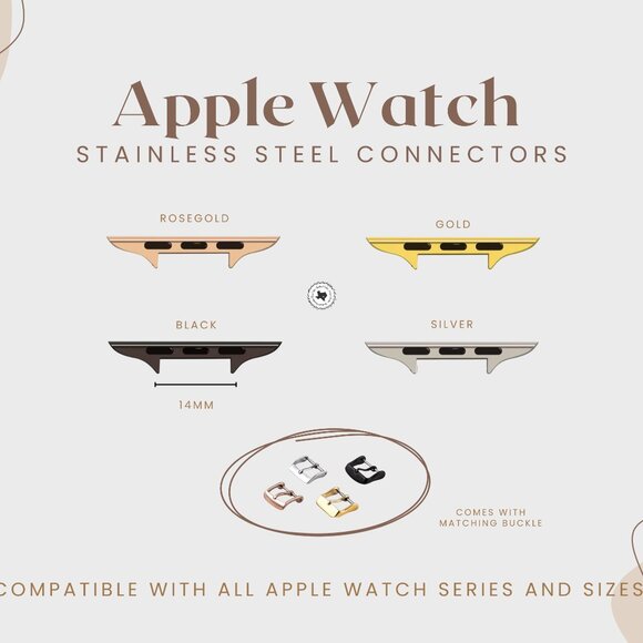 Metallic Gold Genuine Leather Apple Watch Band – Personalized Christmas Gift - Picture 6 of 6